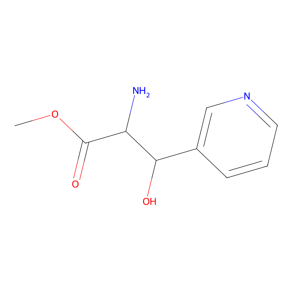 Methyl 2-amino-3-hydroxy-3-(pyridin-3-yl)propanoate molecular structure, CAS 2061940-01-8