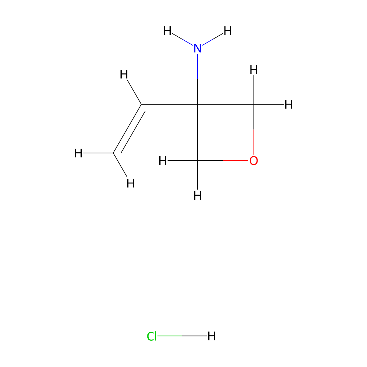 3-Ethenyloxetan-3-amine hydrochloride molecular structure, CAS 2061940-30-3