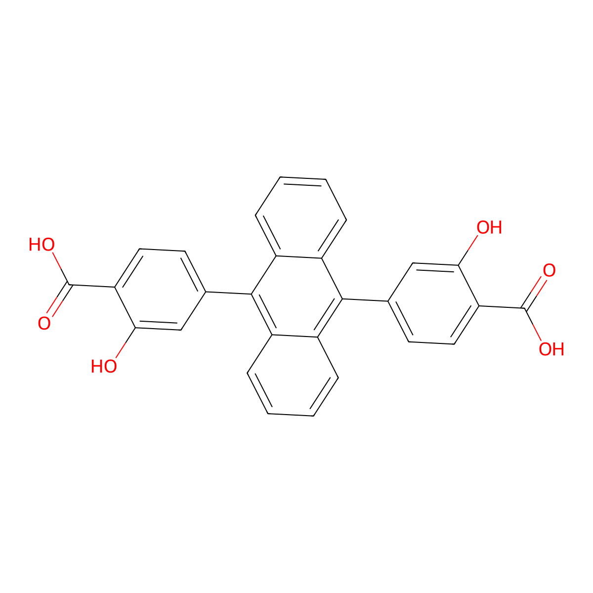 4,4'-(Anthracene-9,10-diyl)bis(2-hydroxybenzoic acid) molecular structure, CAS 2061959-77-9