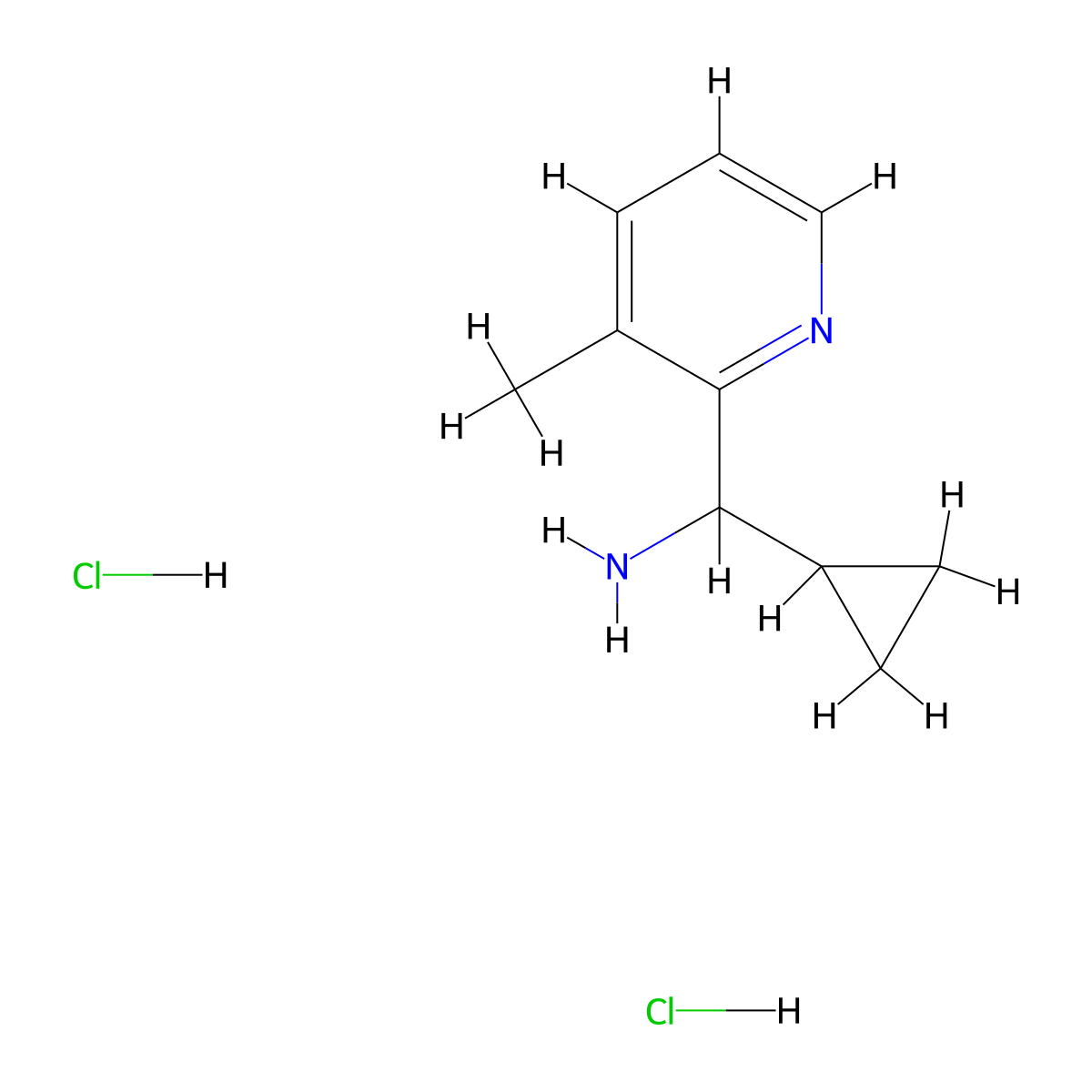 1-Cyclopropyl-1-(3-methylpyridin-2-yl)methanamine dihydrochloride molecular structure, CAS 2061979-36-8