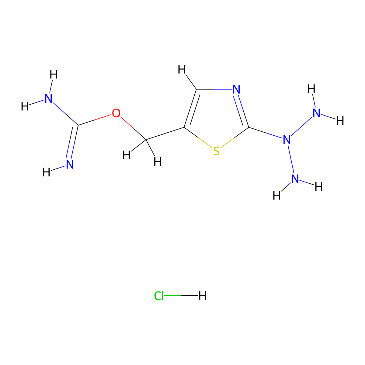 (2-(Triazan-2-yl)thiazol-5-yl)methyl carbamimidate hydrochloride molecular structure, CAS 2061979-38-0