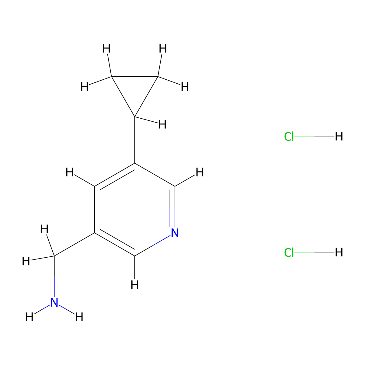 (5-Cyclopropylpyridin-3-yl)methanamine dihydrochloride molecular structure, CAS 2061979-45-9