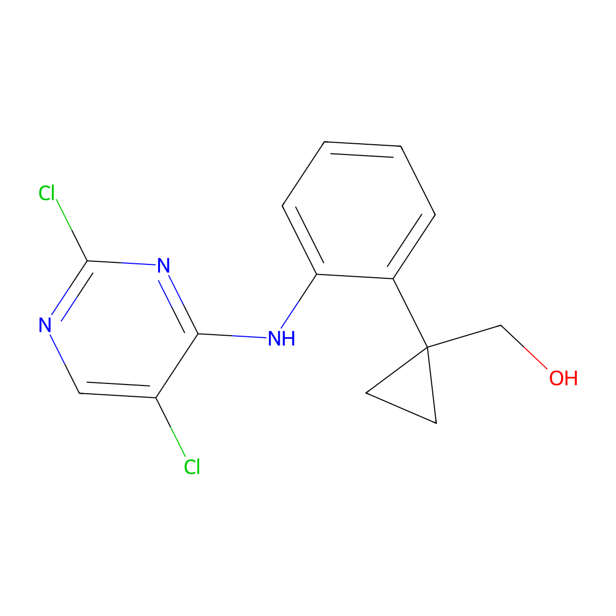 (1-(2-(2,5-Dichloropyrimidin-4-ylamino)phenyl)cyclopropyl)methanol molecular structure, CAS 2061979-48-2
