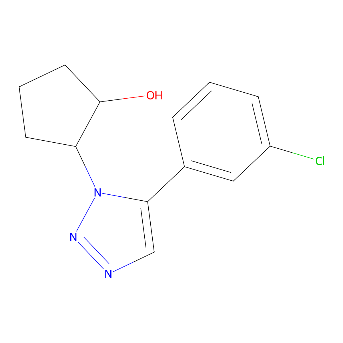2-(5-(3-Chlorophenyl)-1H-1,2,3-triazol-1-yl)cyclopentanol molecular structure, CAS 2061979-68-6
