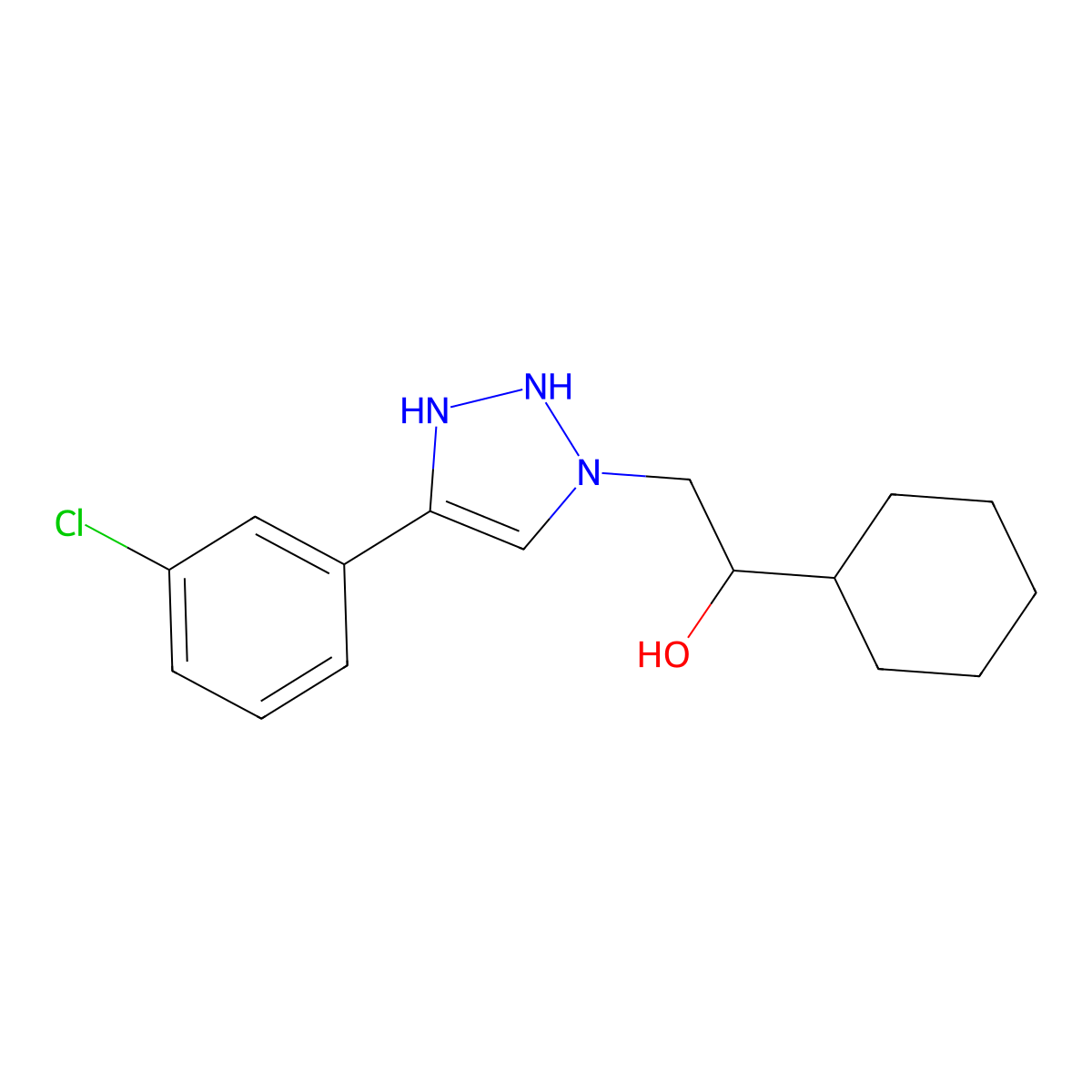 2-(4-(3-Chlorophenyl)-2,3-dihydro-1H-1,2,3-triazol-1-yl)-1-cyclohexylethan-1-ol molecular structure, CAS 2061979-84-6