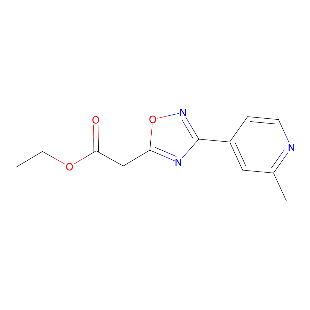 Ethyl 2-(3-(2-methylpyridin-4-yl)-1,2,4-oxadiazol-5-yl)acetate molecular structure, CAS 2061979-89-1