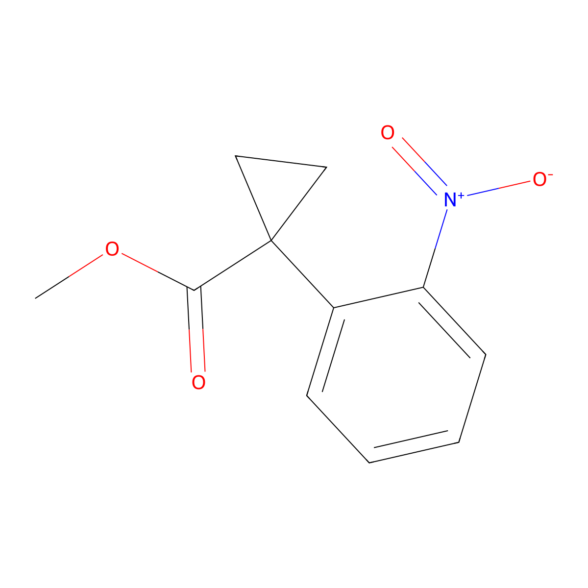 Methyl 1-(2-nitrophenyl)cyclopropane-1-carboxylate molecular structure, CAS 2061979-93-7