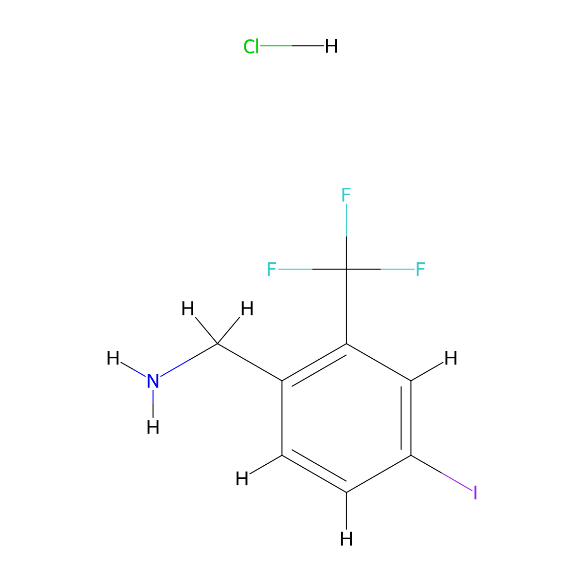 1-[4-Iodo-2-(trifluoromethyl)phenyl]methanamine hydrochloride molecular structure, CAS 2061980-16-1