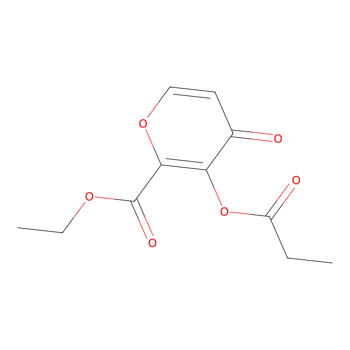 Ethyl 4-oxo-3-(propionyloxy)-4H-pyran-2-carboxylate molecular structure, CAS 2061980-23-0