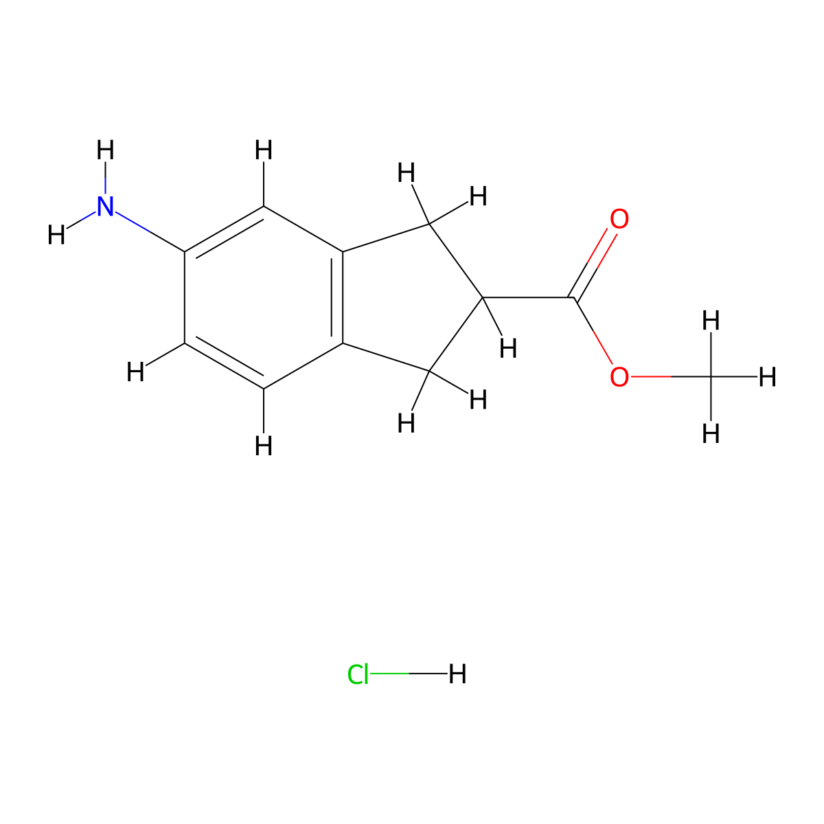 Methyl 5-aminoindane-2-carboxylate;hydrochloride molecular structure, CAS 2061980-31-0