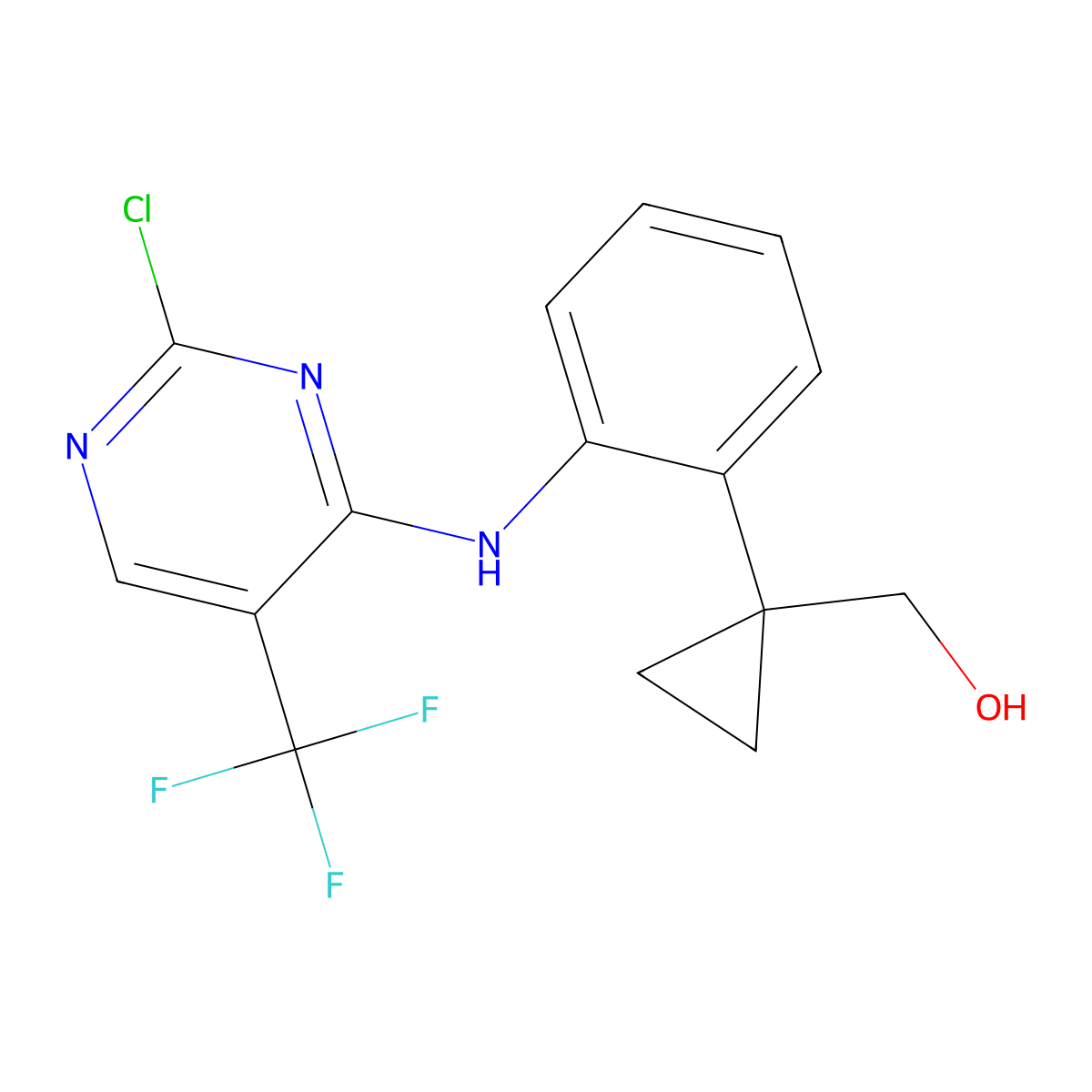 (1-(2-(2-Chloro-5-(trifluoromethyl)pyrimidin-4-ylamino)phenyl)cyclopropyl)methanol molecular structure, CAS 2061980-42-3