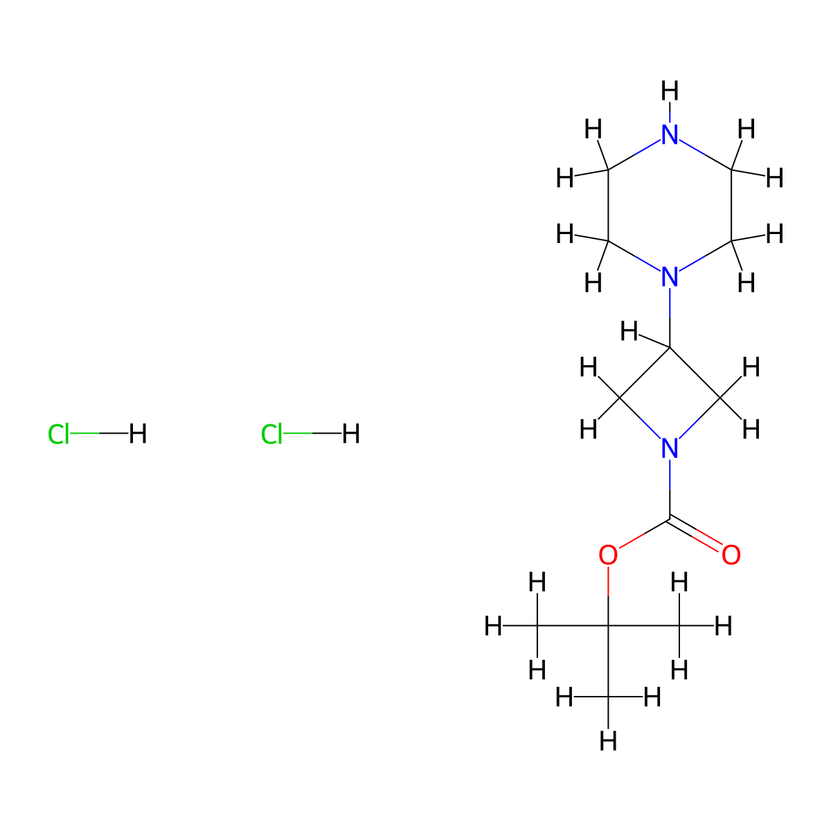 tert-Butyl 3-(piperazin-1-yl)azetidine-1-carboxylate dihydrochloride molecular structure, CAS 2061980-49-0