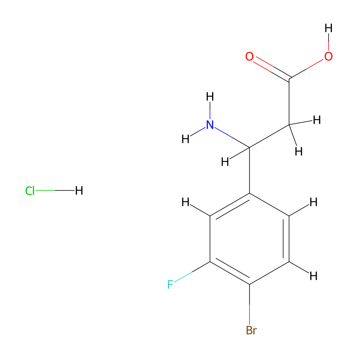 3-Amino-3-(4-bromo-3-fluorophenyl)propanoic acid hydrochloride molecular structure, CAS 2061980-53-6