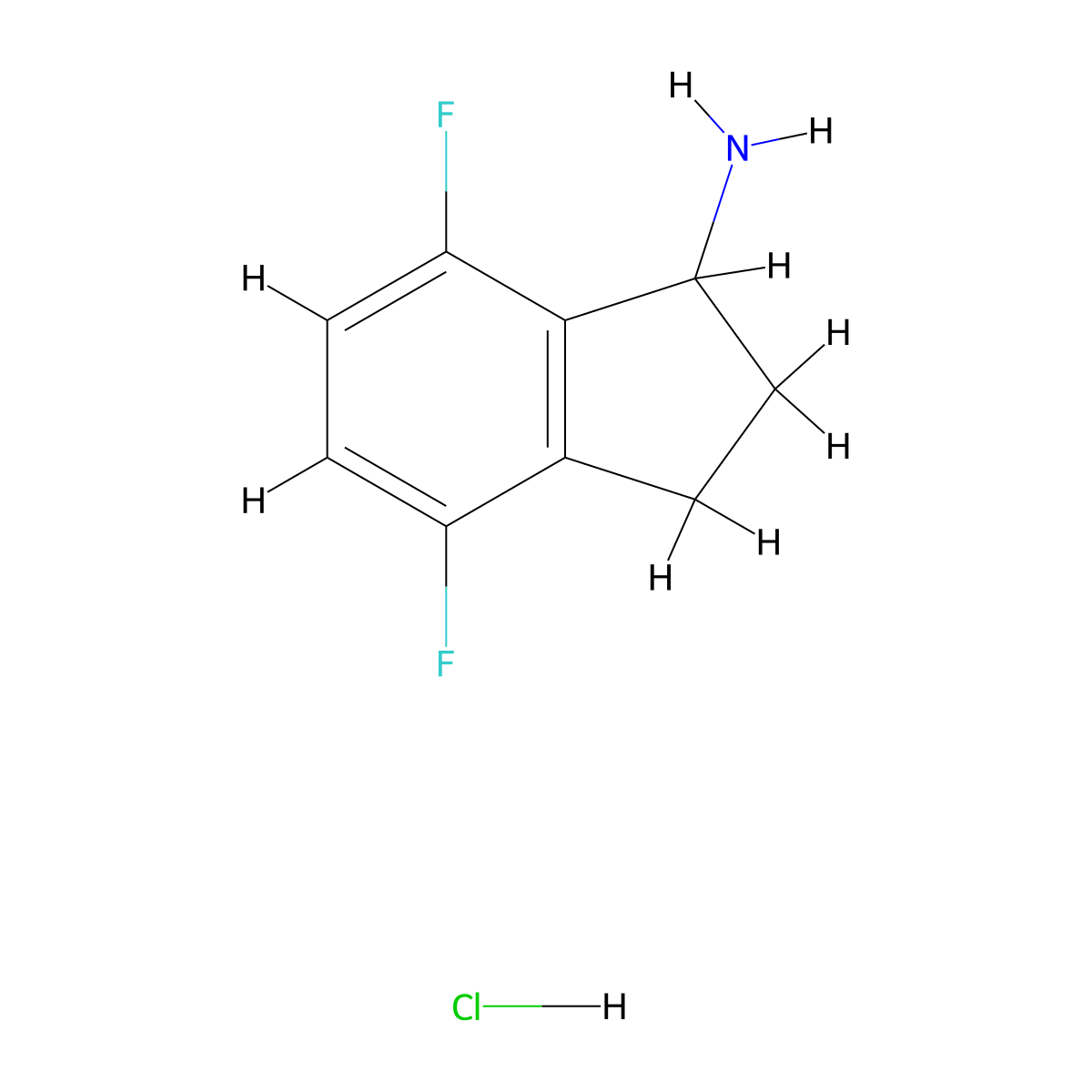 4,7-Difluoro-2,3-dihydro-1H-inden-1-amine hydrochloride molecular structure, CAS 2061980-60-5