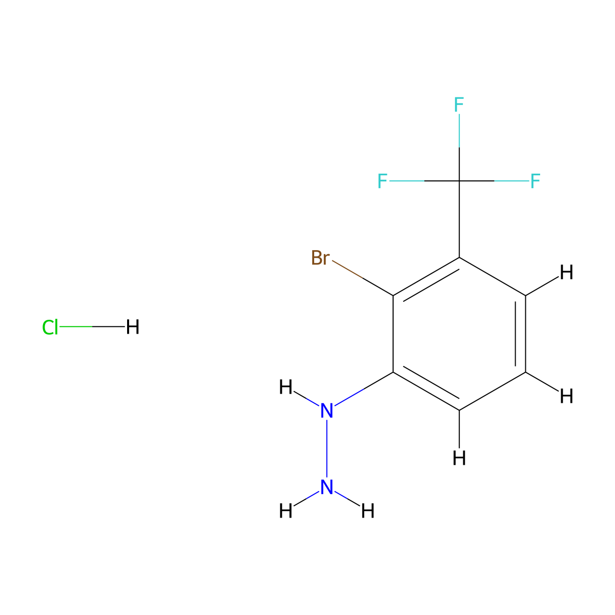 [2-Bromo-3-(trifluoromethyl)phenyl]hydrazine hydrochloride molecular structure, CAS 2061980-63-8