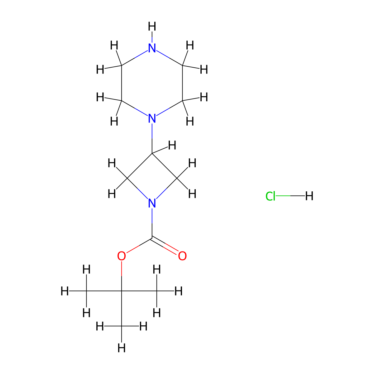 tert-Butyl 3-(piperazin-1-yl)azetidine-1-carboxylate hydrochloride molecular structure, CAS 2061980-64-9