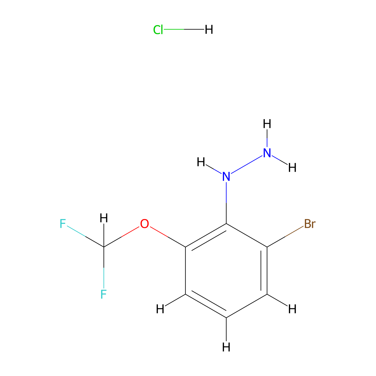 [2-Bromo-6-(difluoromethoxy)phenyl]hydrazine hydrochloride molecular structure, CAS 2061980-67-2