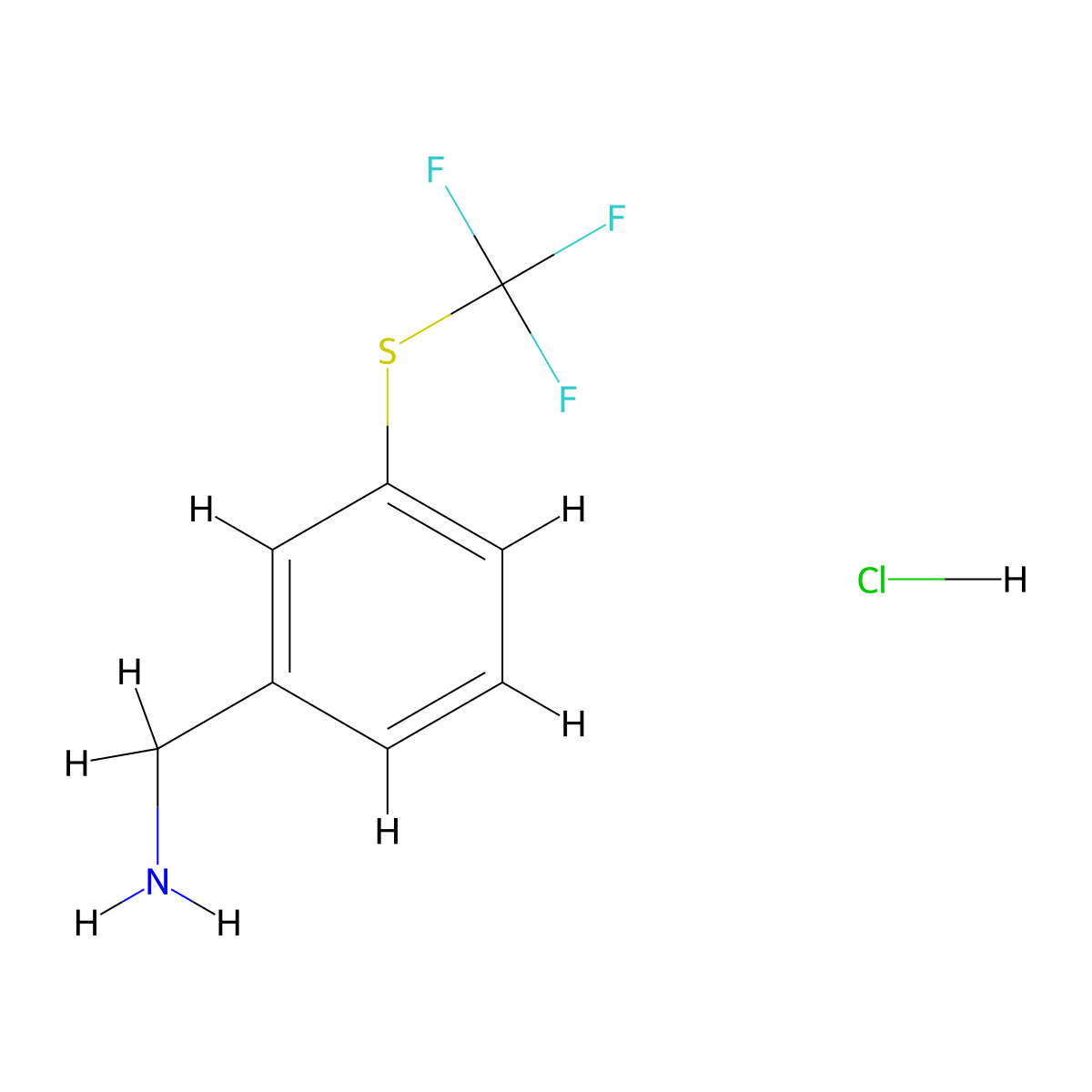 1-(3-((Trifluoromethyl)sulfanyl)phenyl)methanamine hydrochloride molecular structure, CAS 2061980-68-3