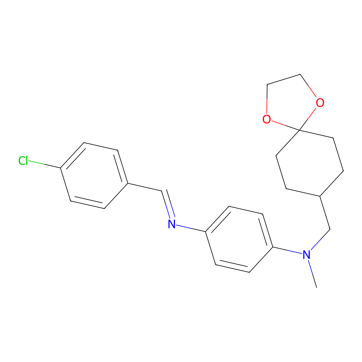 N-((1,4-Dioxaspiro[4.5]decan-8-yl)methyl)-4-((4-chlorobenZylidene)amino)-N-methylaniline molecular structure, CAS 2061992-09-2