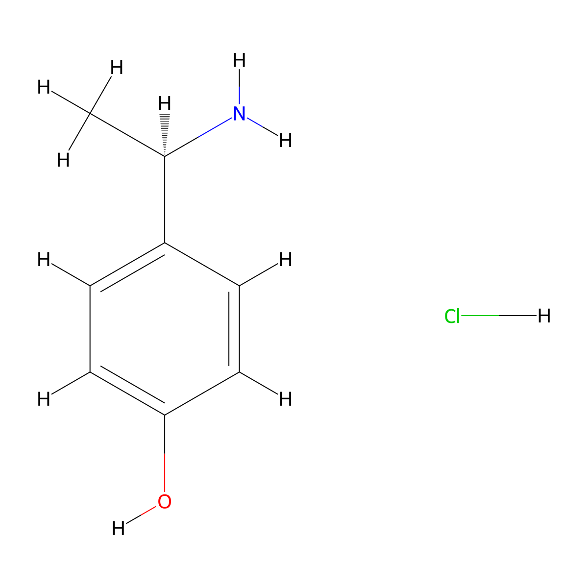 4-((1R)-1-aminoethyl)phenol hydrochloride molecular structure, CAS 2061996-43-6