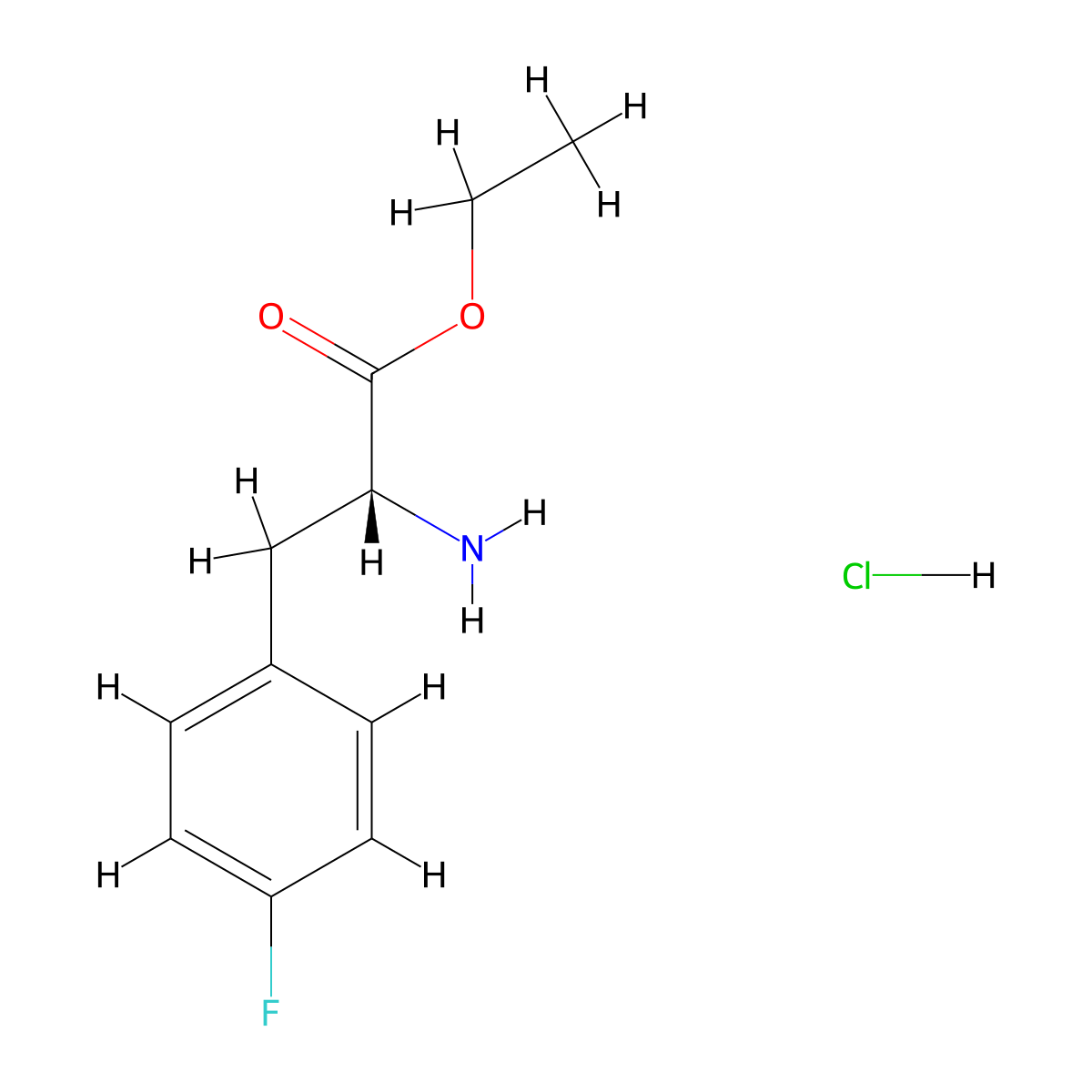 (R)-Ethyl 2-amino-3-(4-fluorophenyl)propanoate hydrochloride molecular structure, CAS 2061996-60-7