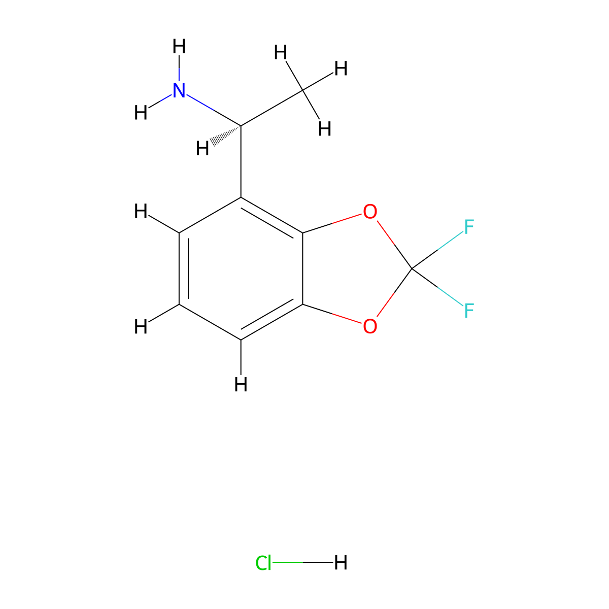 (S)-1-(2,2-Difluorobenzo[d][1,3]dioxol-4-yl)ethanamine hydrochloride molecular structure, CAS 2061996-63-0
