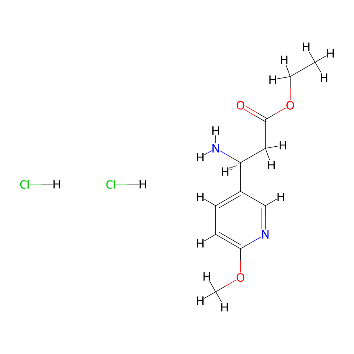(S)-Ethyl 3-amino-3-(6-methoxypyridin-3-yl)propanoate dihydrochloride molecular structure, CAS 2061996-72-1