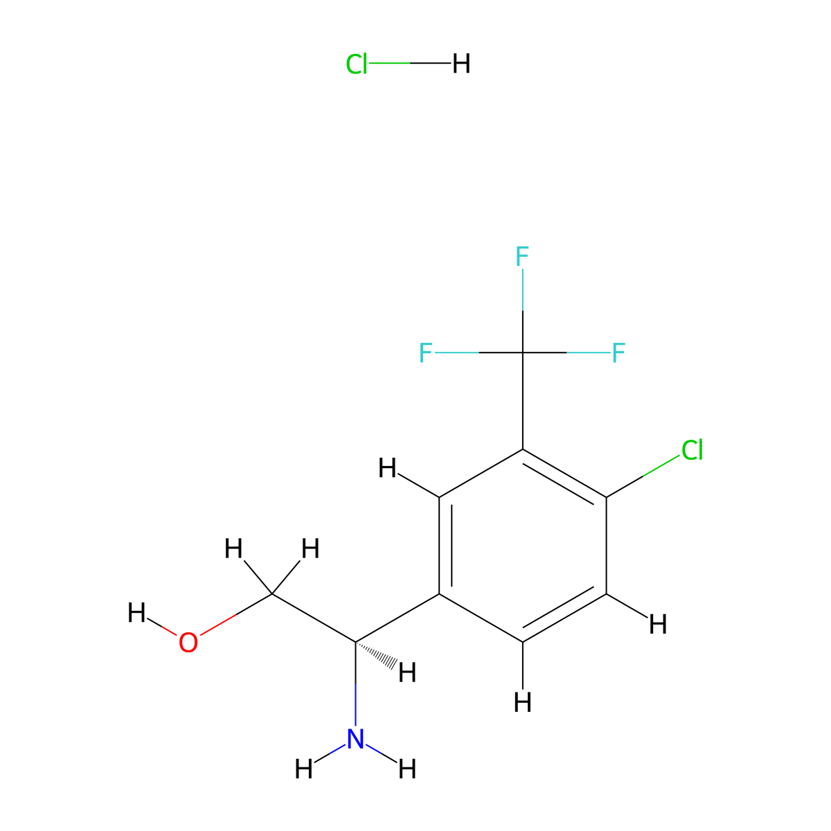 (R)-2-Amino-2-(4-chloro-3-(trifluoromethyl)phenyl)ethanol hydrochloride molecular structure, CAS 2061996-73-2