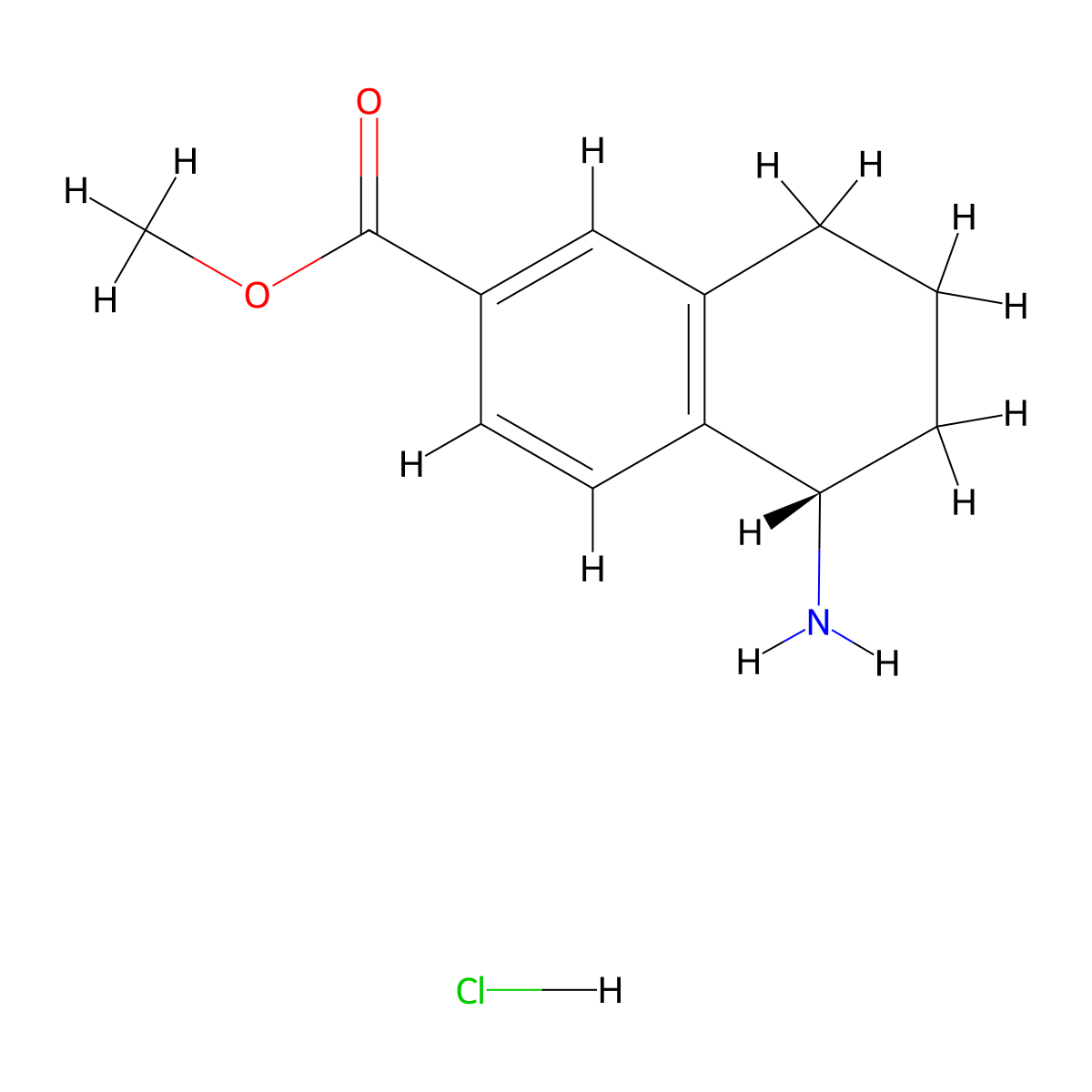 (S)-Methyl 5-amino-5,6,7,8-tetrahydronaphthalene-2-carboxylate hydrochloride molecular structure, CAS 2061996-77-6