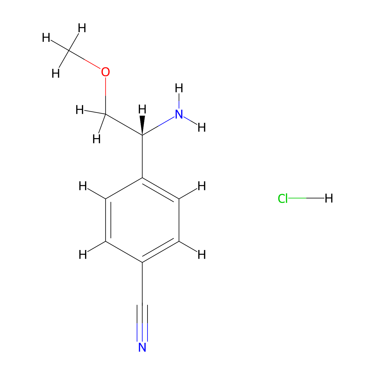(R)-4-(1-Amino-2-methoxyethyl)benzonitrile hydrochloride molecular structure, CAS 2061996-79-8