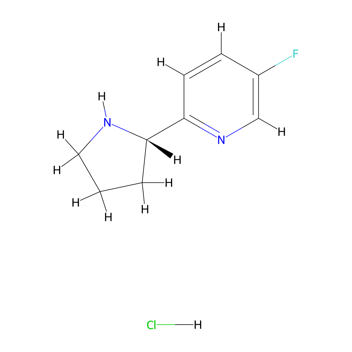 (S)-5-Fluoro-2-(pyrrolidin-2-yl)pyridine hydrochloride molecular structure, CAS 2061996-80-1