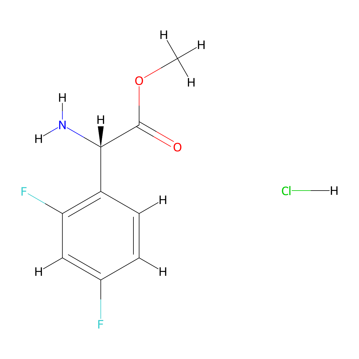methyl (2S)-2-amino-2-(2,4-difluorophenyl)acetate hydrochloride molecular structure, CAS 2061996-82-3