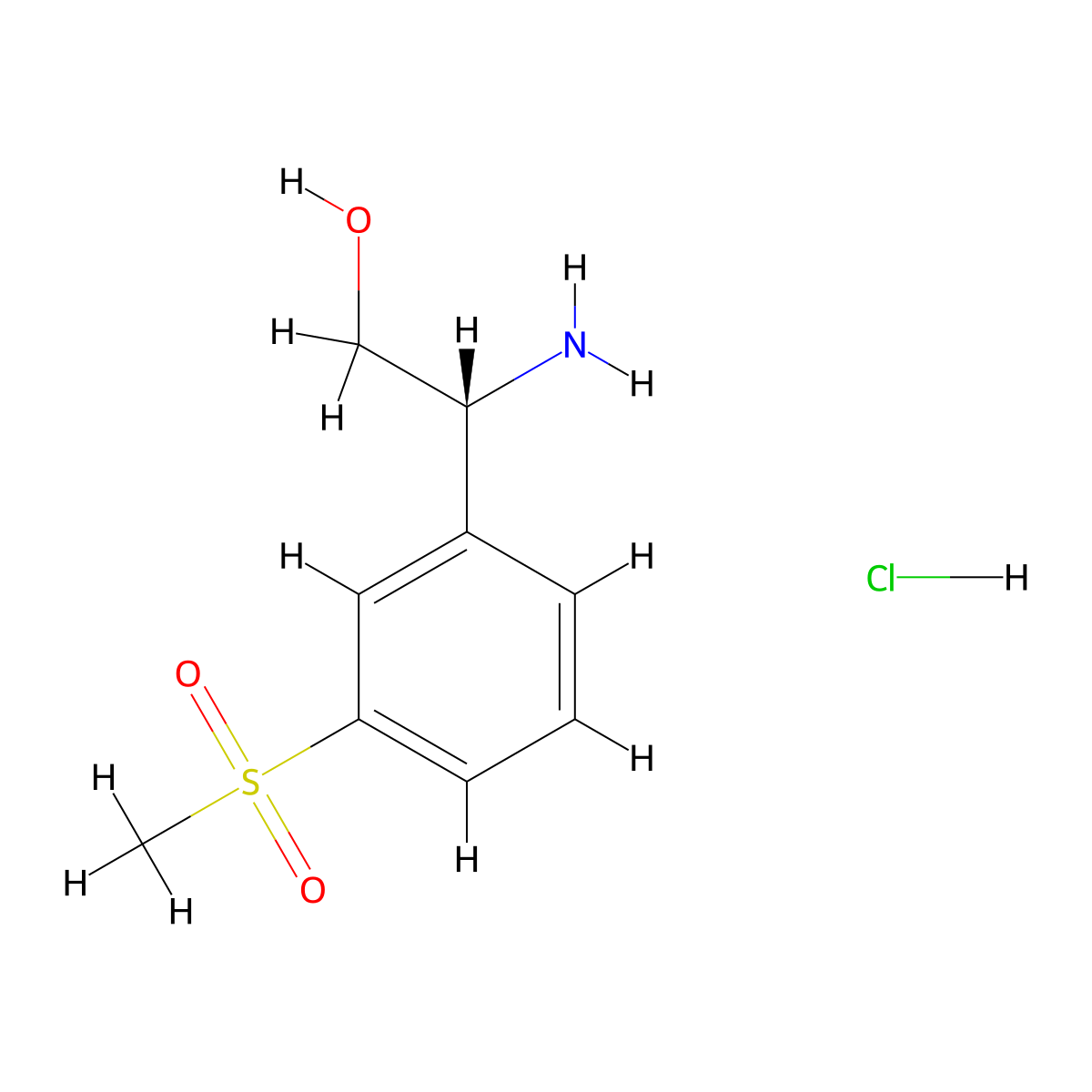 (R)-2-Amino-2-(3-(methylsulfonyl)phenyl)ethanol hydrochloride molecular structure, CAS 2061996-89-0