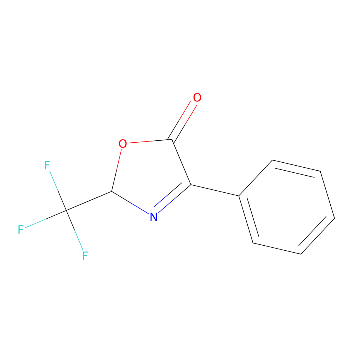 5(2H)-Oxazolone, 4-phenyl-2-(trifluoromethyl)- molecular structure, CAS 2062-29-5