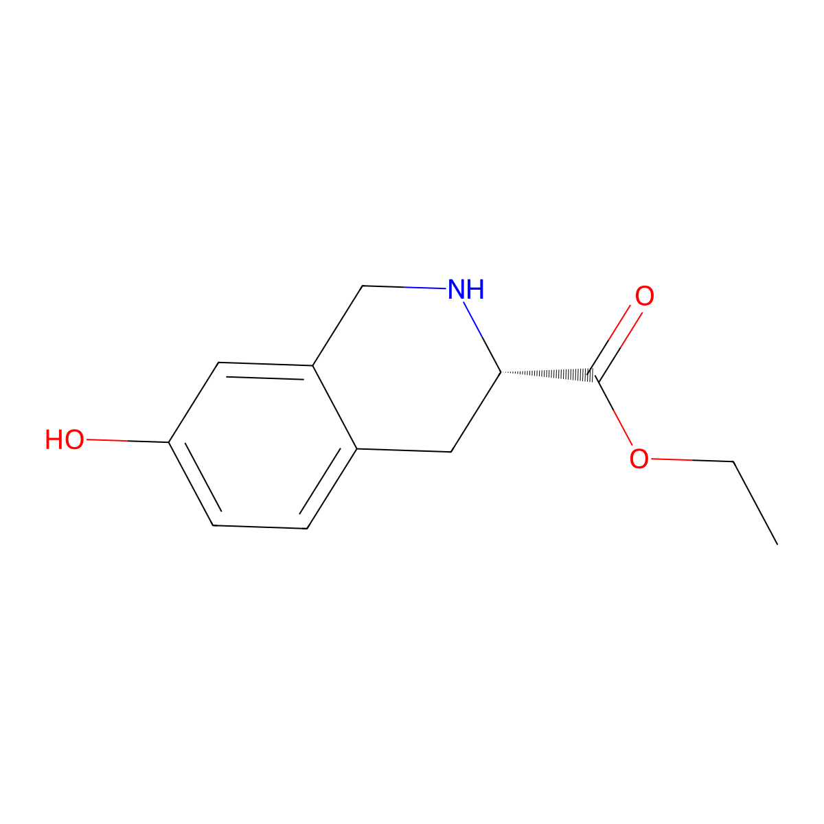 ethyl (3S)-7-hydroxy-1,2,3,4-tetrahydroisoquinoline-3-carboxylate molecular structure, CAS 206201-87-8