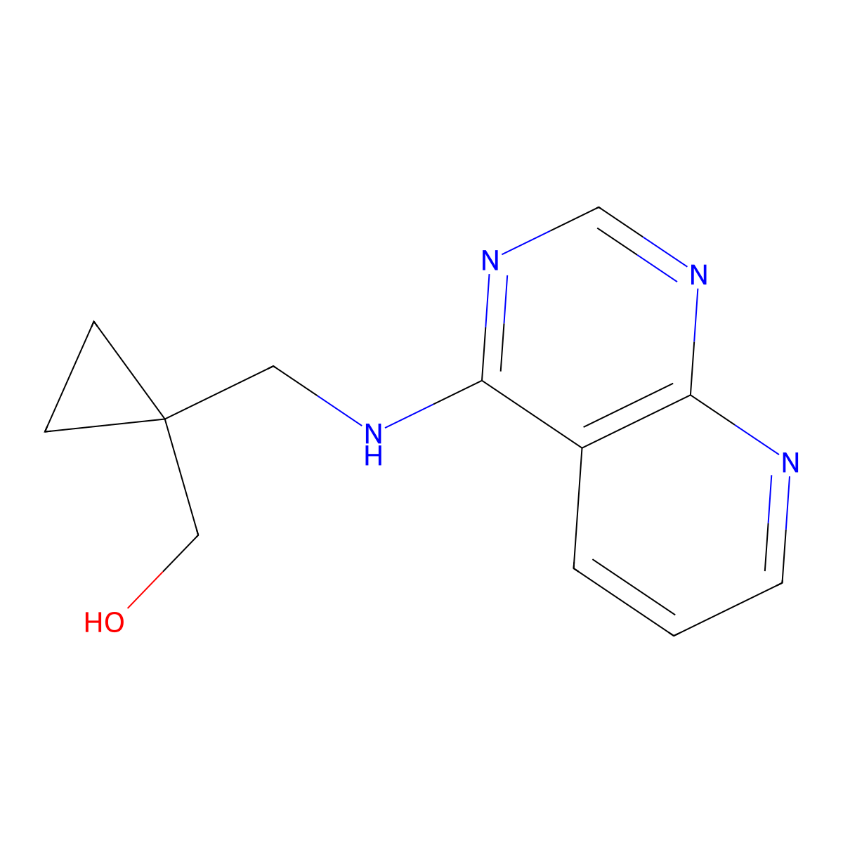 {1-[({Pyrido[2,3-d]pyrimidin-4-yl}amino)methyl]cyclopropyl}methanol molecular structure, CAS 2062022-67-5
