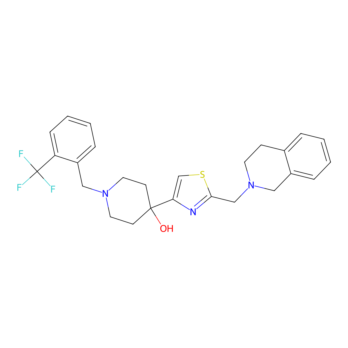 4-[2-[(3,4-Dihydro-2(1H)-isoquinolinyl)methyl]-4-thiazolyl]-1-[[2-(trifluoromethyl)phenyl]methyl]-4-piperidinol molecular structure, CAS 2062034-45-9