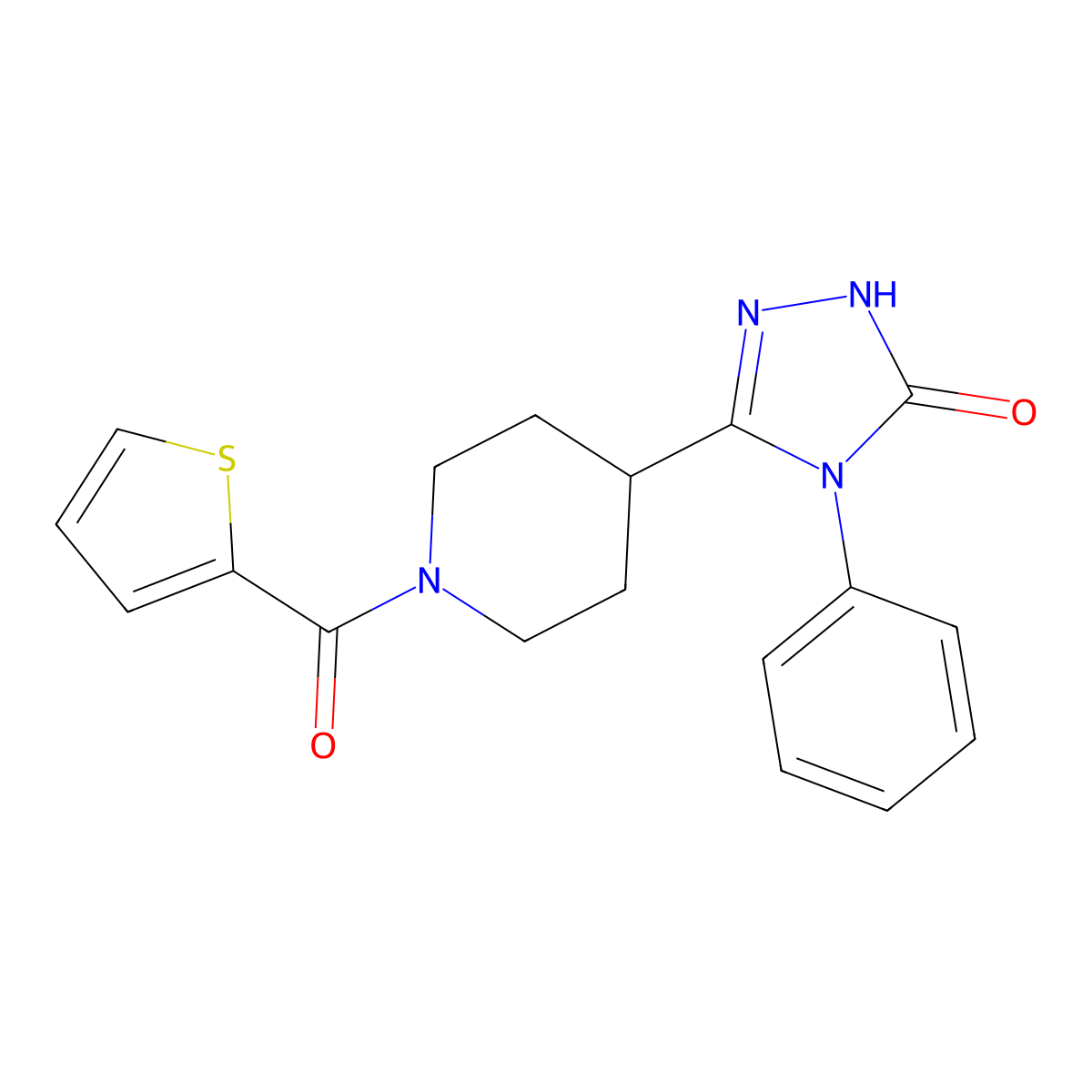 4-phenyl-5-[1-(2-thienylcarbonyl)piperidin-4-yl]-2,4-dihydro-3H-1,2,4-triazol-3-one molecular structure, CAS 2062045-42-3