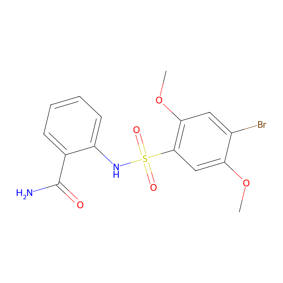 2-(4-Bromo-2,5-dimethoxybenzenesulfonamido)benzamide molecular structure, CAS 2062049-81-2