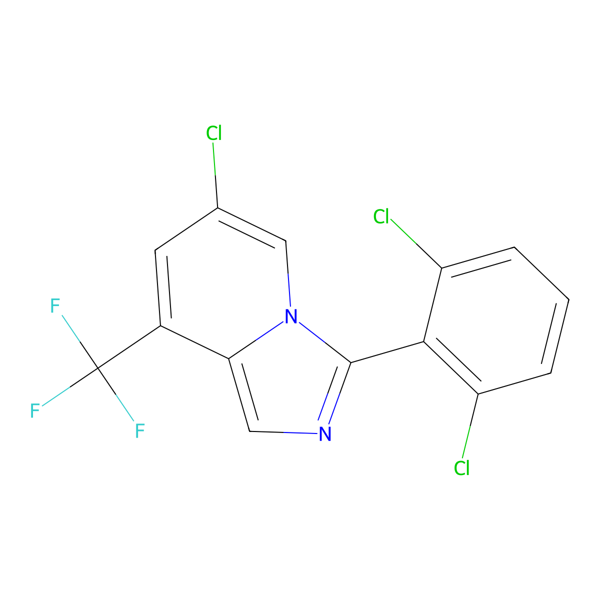 6-Chloro-3-(2,6-dichlorophenyl)-8-(trifluoromethyl)imidazo[1,5-a]pyridine molecular structure, CAS 2062066-34-4