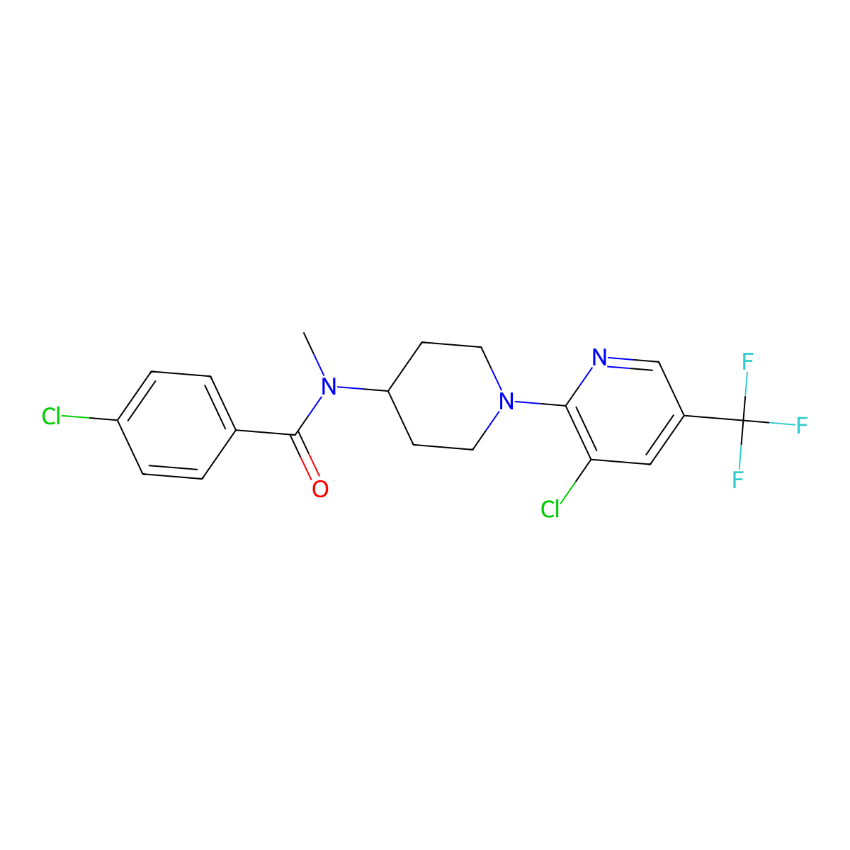 4-chloro-N-{1-[3-chloro-5-(trifluoromethyl)pyridin-2-yl]piperidin-4-yl}-N-methylbenzamide molecular structure, CAS 2062066-99-1