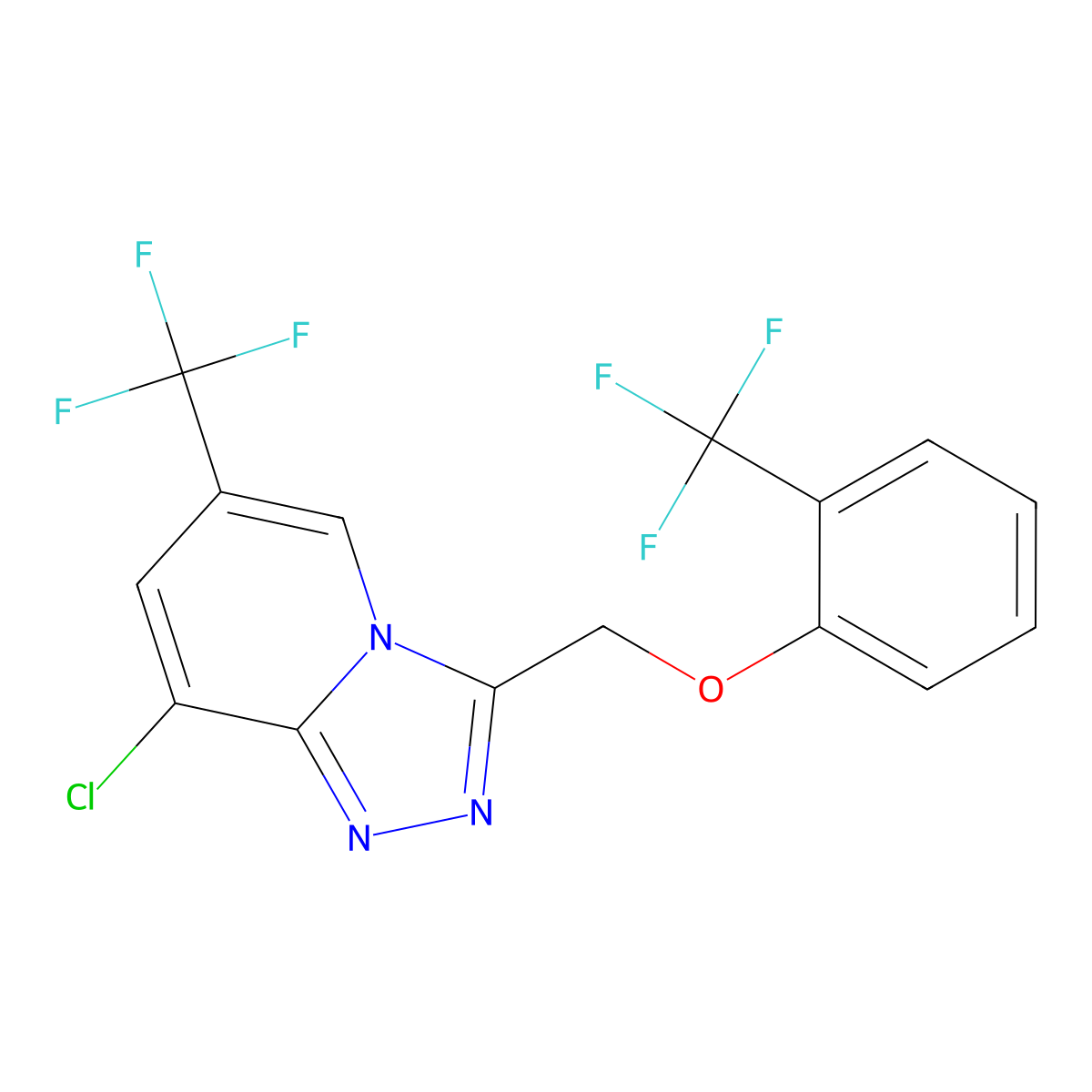 8-Chloro-6-(trifluoromethyl)-3-[2-(trifluoromethyl)phenoxymethyl]-[1,2,4]triazolo[4,3-a]pyridine molecular structure, CAS 2062067-44-9
