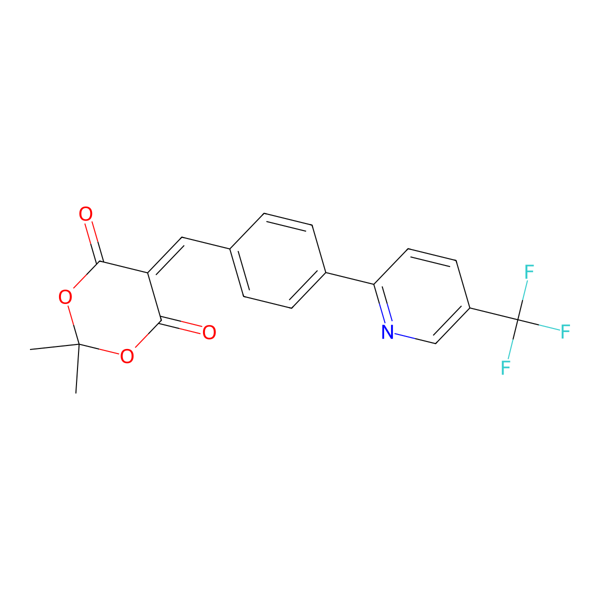 2,2-Dimethyl-5-({4-[5-(trifluoromethyl)-2-pyridinyl]phenyl}methylene)-1,3-dioxane-4,6-dione molecular structure, CAS 2062071-57-0