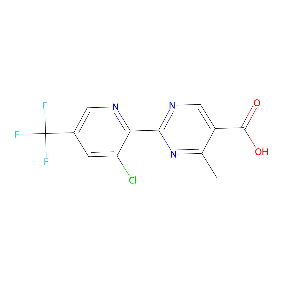 2-[3-Chloro-5-(trifluoromethyl)pyridin-2-yl]-4-methylpyrimidine-5-carboxylic acid molecular structure, CAS 2062071-97-8
