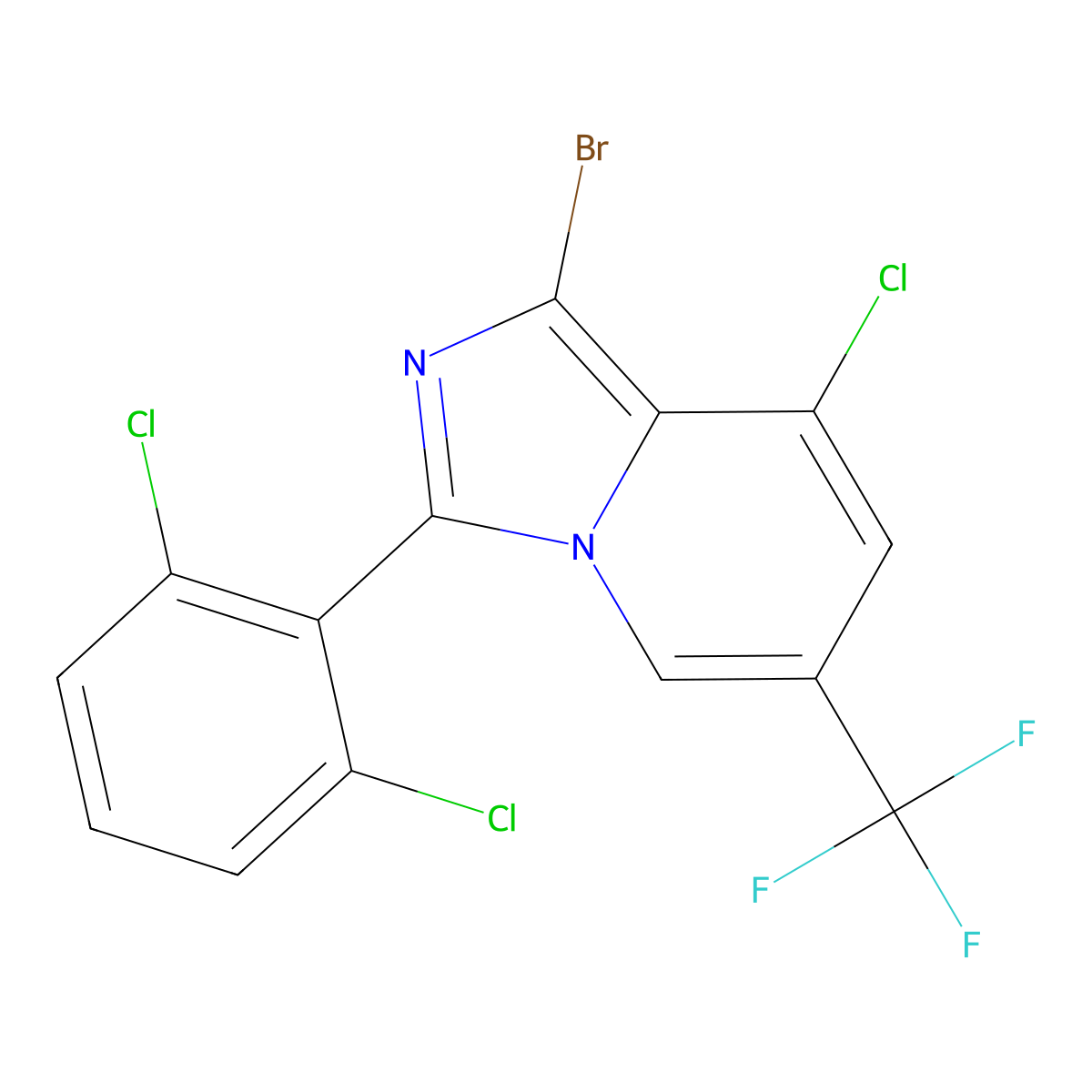 1-Bromo-8-chloro-3-(2,6-dichlorophenyl)-6-(trifluoromethyl)imidazo[1,5-a]pyridine molecular structure, CAS 2062072-08-4