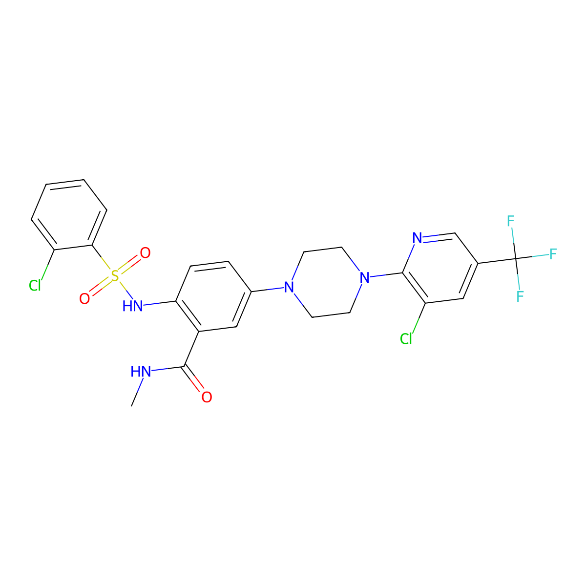 5-{4-[3-chloro-5-(trifluoromethyl)pyridin-2-yl]piperazin-1-yl}-2-(2-chlorobenzenesulfonamido)-N-methylbenzamide molecular structure, CAS 2062072-53-9