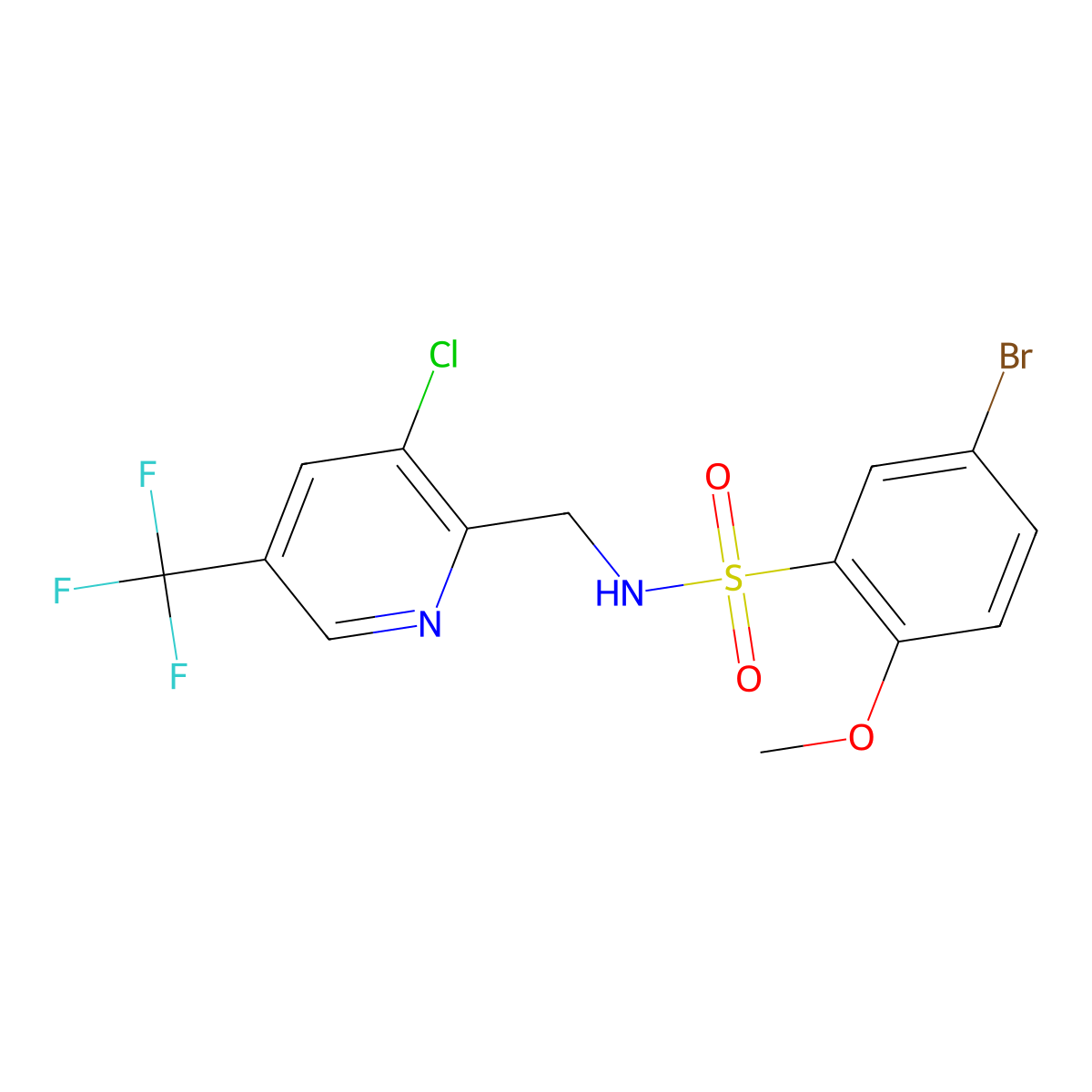 5-bromo-N-[[3-chloro-5-(trifluoromethyl)pyridin-2-yl]methyl]-2-methoxybenzenesulfonamide molecular structure, CAS 2062073-68-9
