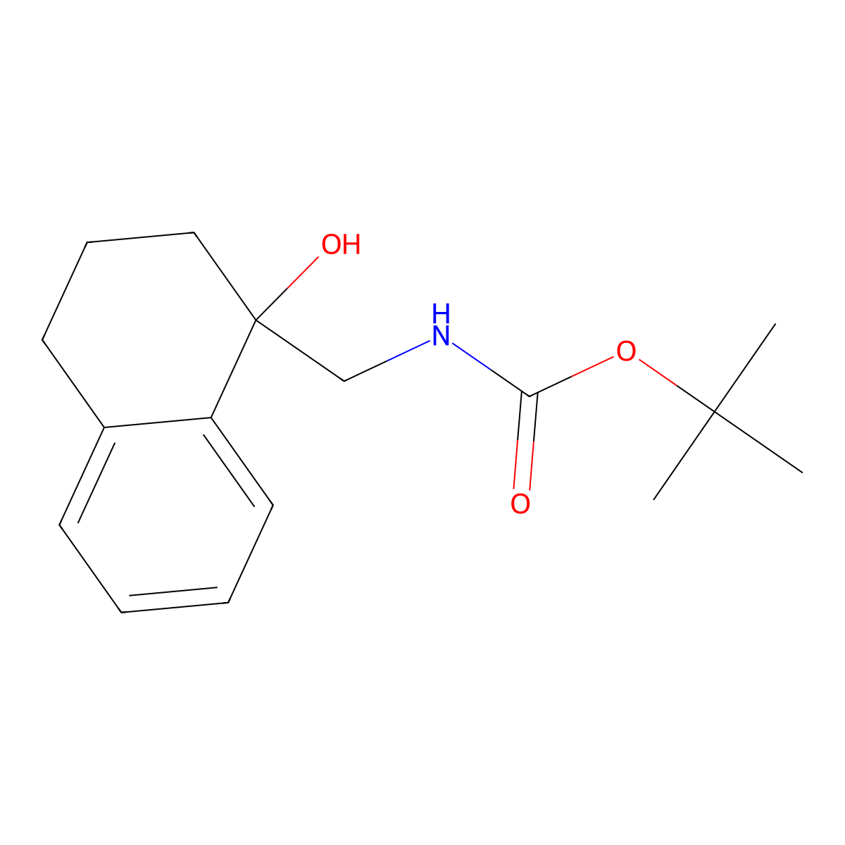 tert-butyl N-[(1-hydroxy-1,2,3,4-tetrahydronaphthalen-1-yl)methyl]carbamate molecular structure, CAS 2062227-36-3