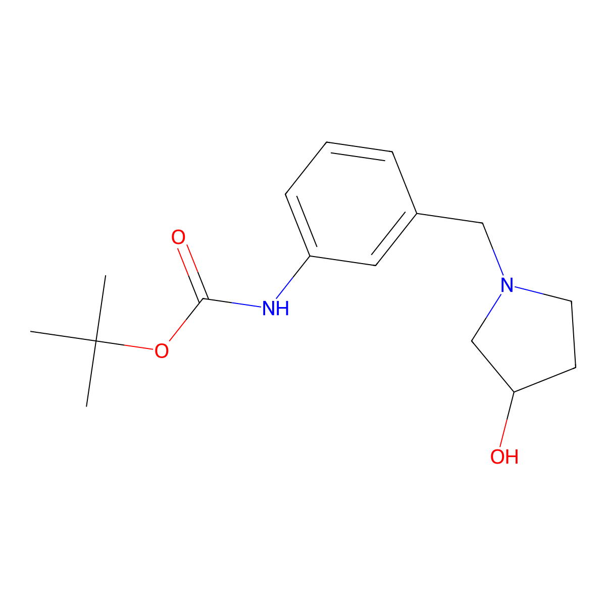 tert-butyl N-(3-{[(3S)-3-hydroxypyrrolidin-1-yl]methyl}phenyl)carbamate molecular structure, CAS 2062276-89-3