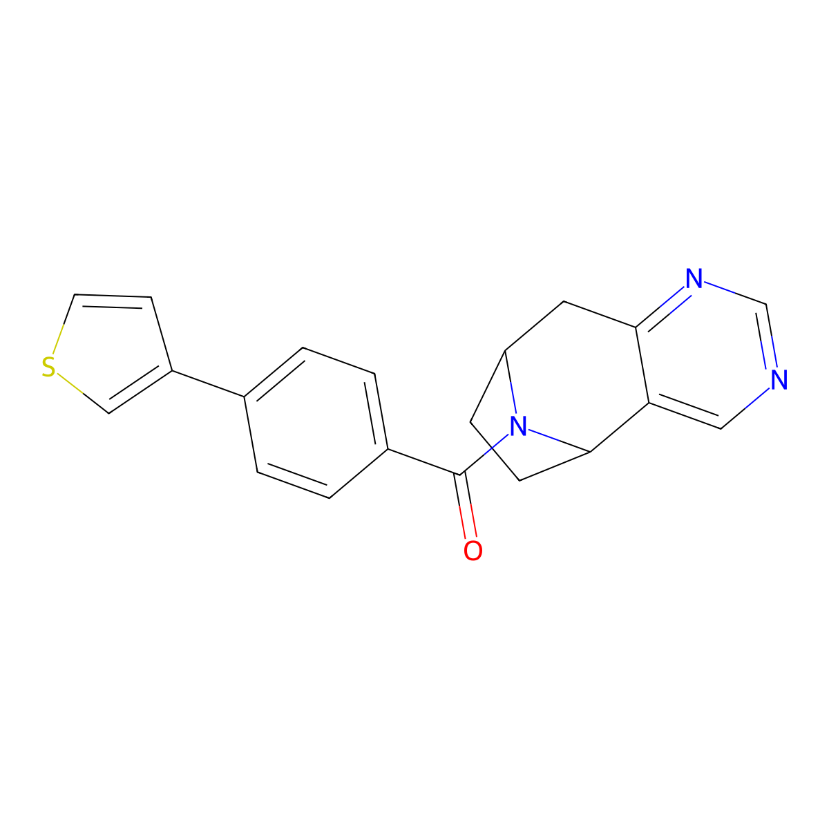 ((5R,8S)-6,7,8,9-tetrahydro-5H-5,8-epiminocyclohepta[d]pyrimidin-10-yl)(4-(thiophen-3-yl)phenyl)methanone molecular structure, CAS 2062348-72-3